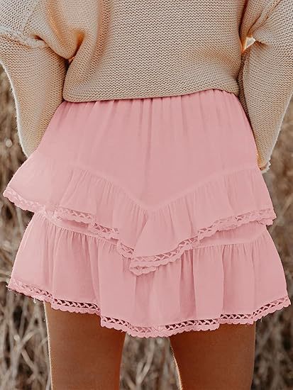 Women’s High Waist Tiered Ruffle Mini Skirt