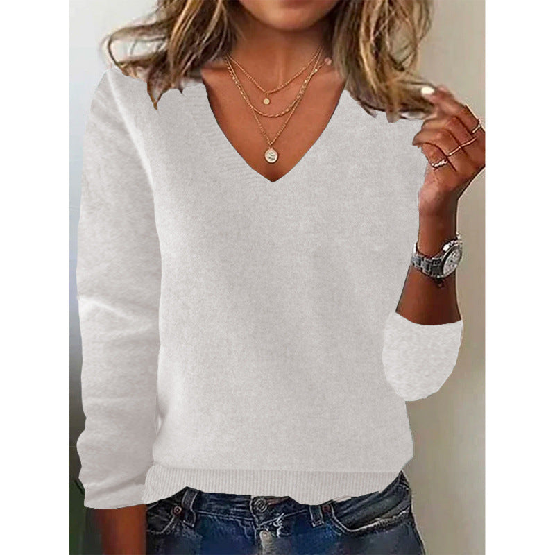 Women's Oversized V-Neck Pullover Sweater