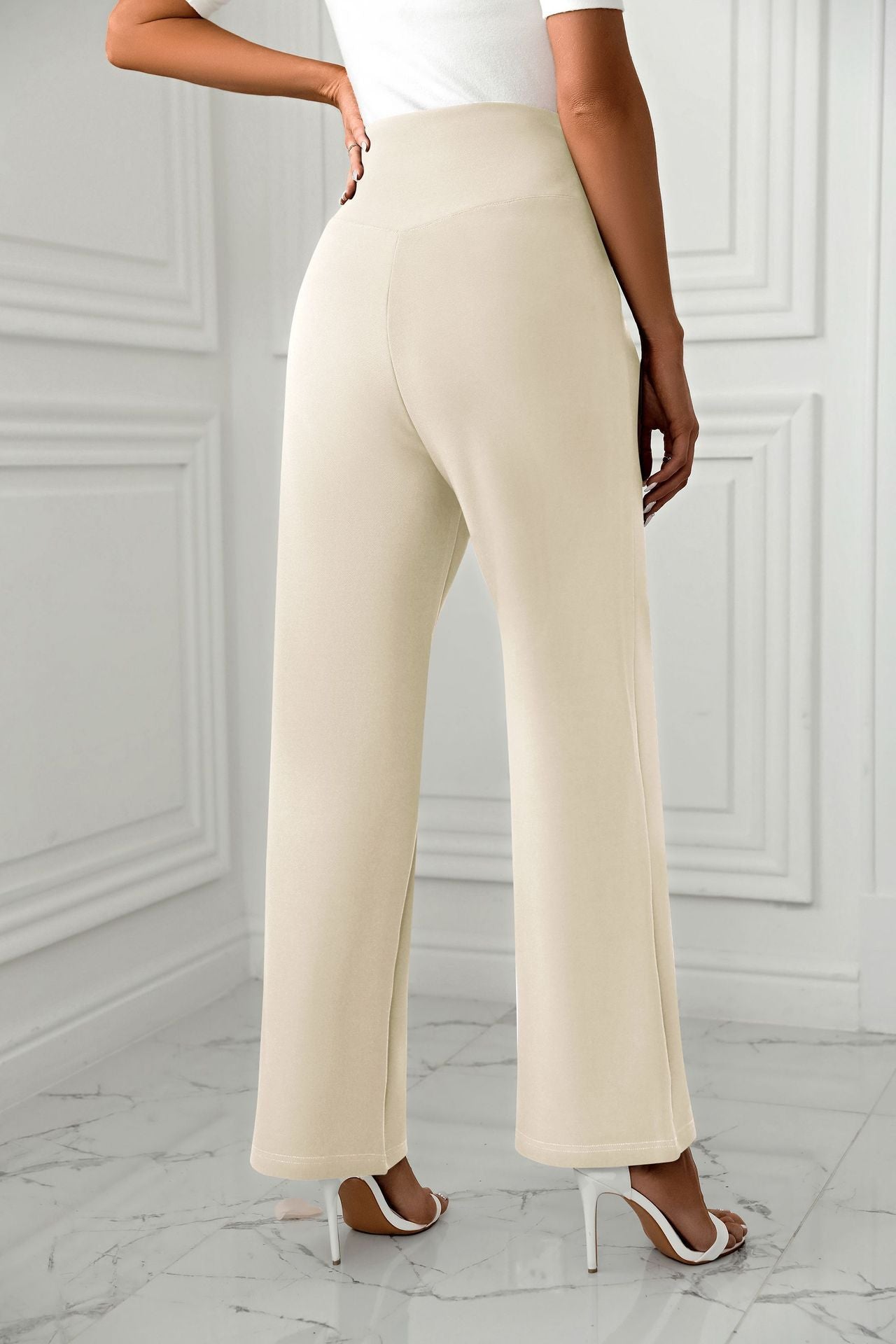 Women's High-Waist Flare Pants - Casual Loose Straight-Leg