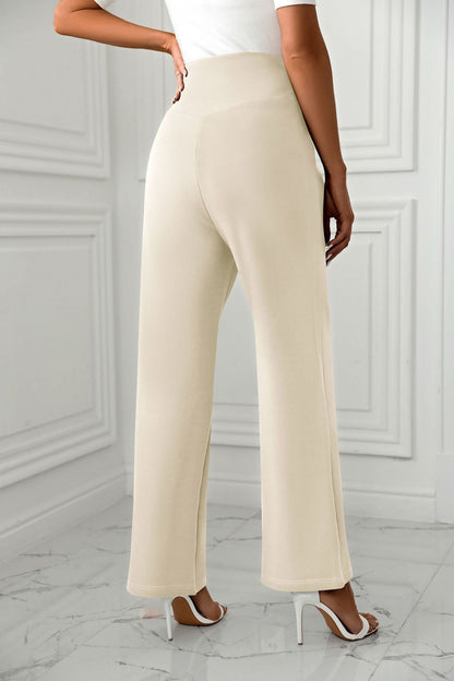 Women's High-Waist Flare Pants - Casual Loose Straight-Leg