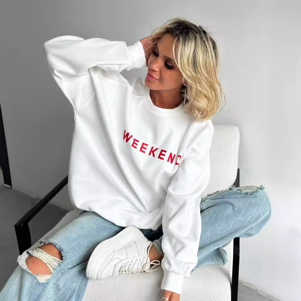 Women's Cozy Graphic Crewneck Sweatshirt Winter Fleece