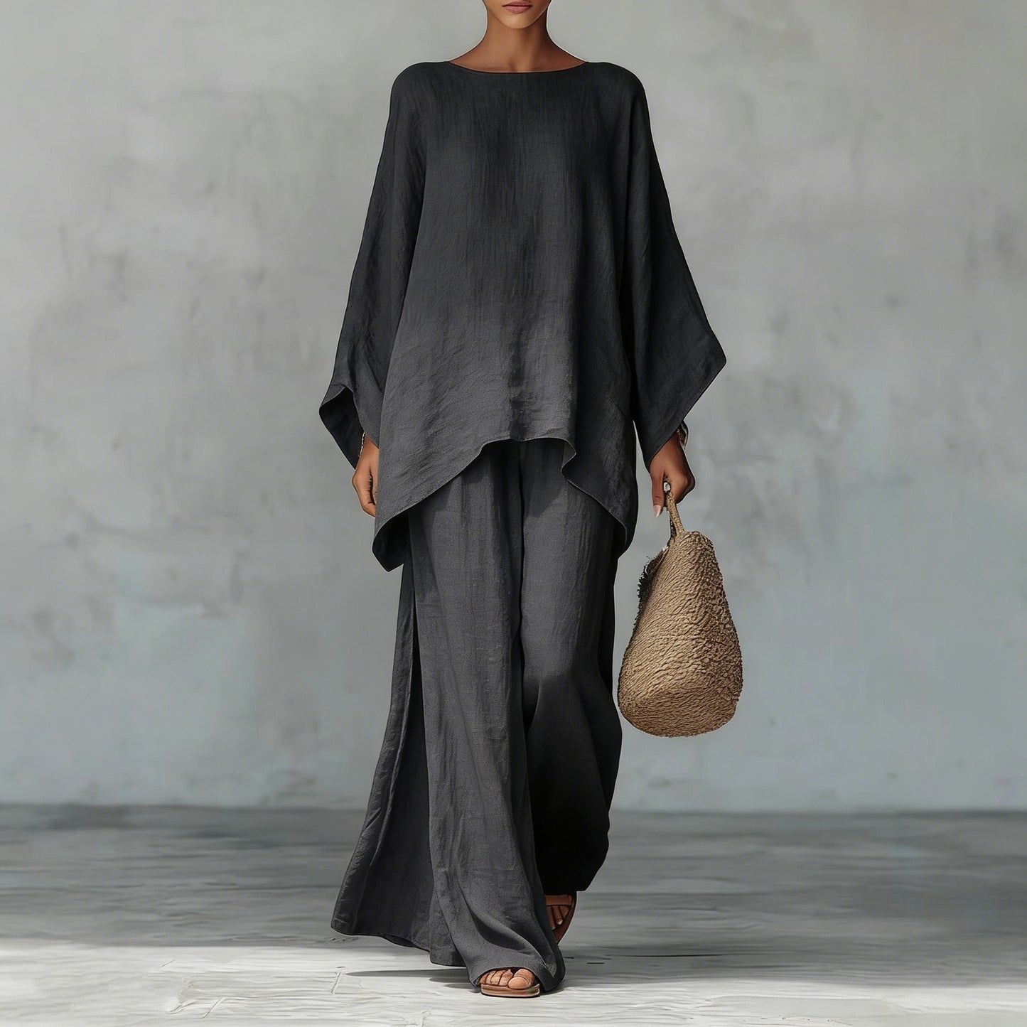 Women's Linen Wide Leg Pants Matching Set