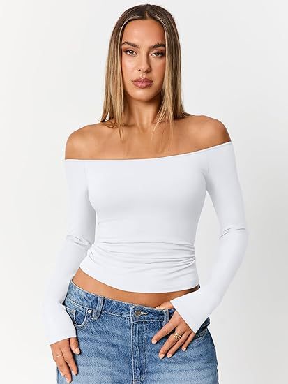 Women's Y2K Off Shoulder Long Sleeve Going Out Top