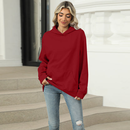 Women's Oversized Solid Pullover Hoodie with Pocket