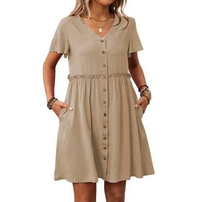 Bohemian V-Neck Ruffle Dress
