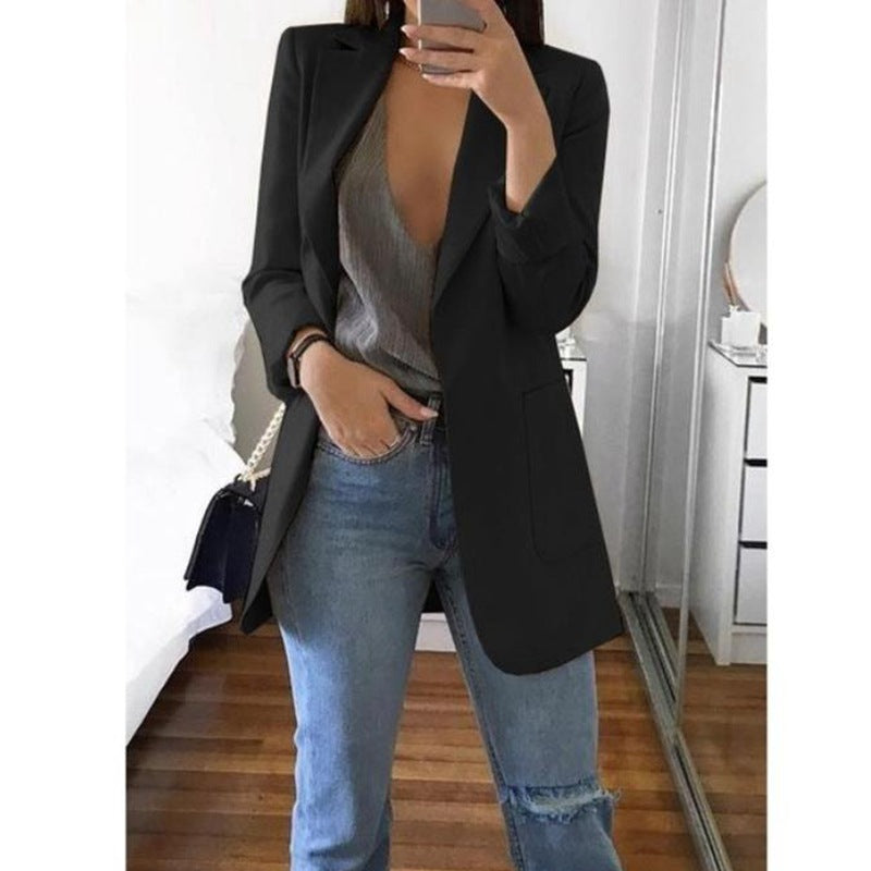 Womens Casual Blazer Long Sleeve Open Front Jacket