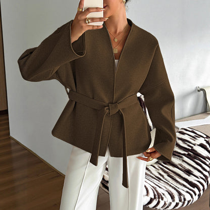 Women's Belted Wrap Blazer Long Sleeve Casual Jacket