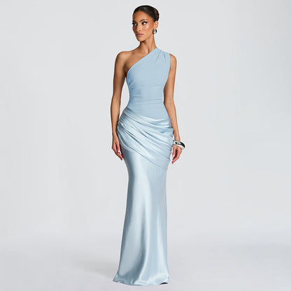 One Shoulder Ruched Bodycon Maxi Dress