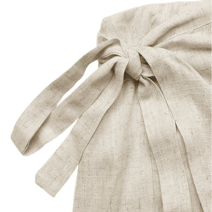 Linen Blend Tie Waist Skort High Waist Wrap Mini Shorts