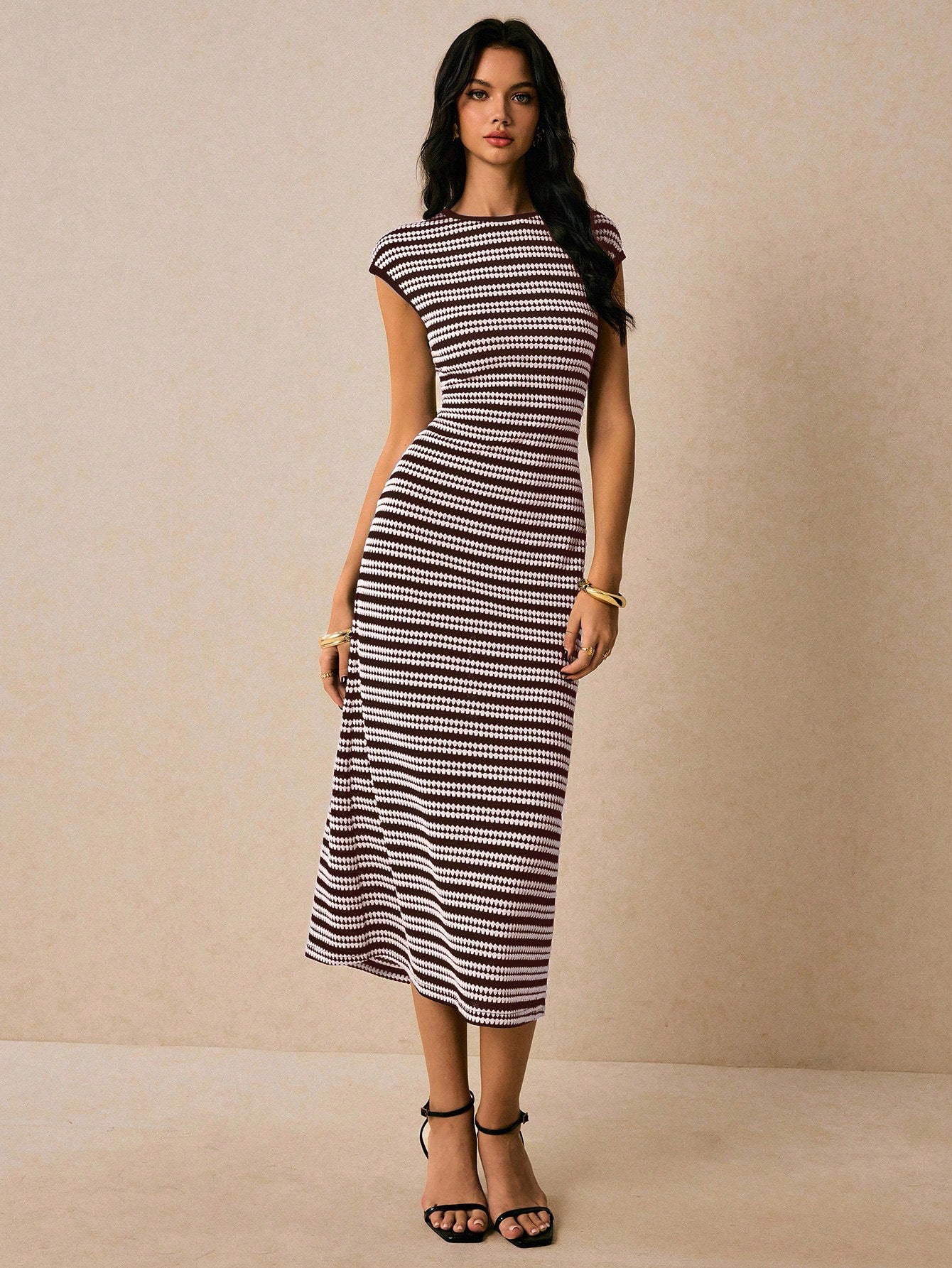 Striped Knit Bodycon Maxi Dress Casual Summer Outfit