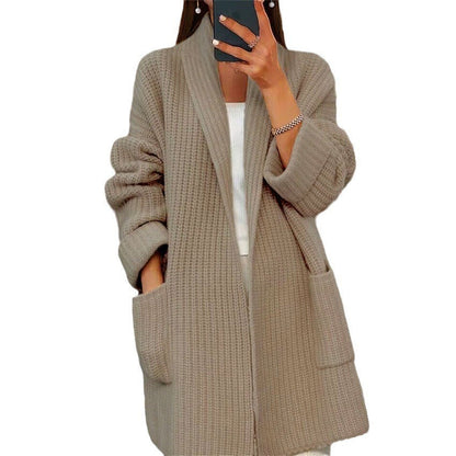Women's Chunky Knit Oversized Long Cardigan with Pockets
