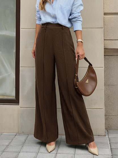 Women's Brown Corduroy High Waisted Wide Leg Pants