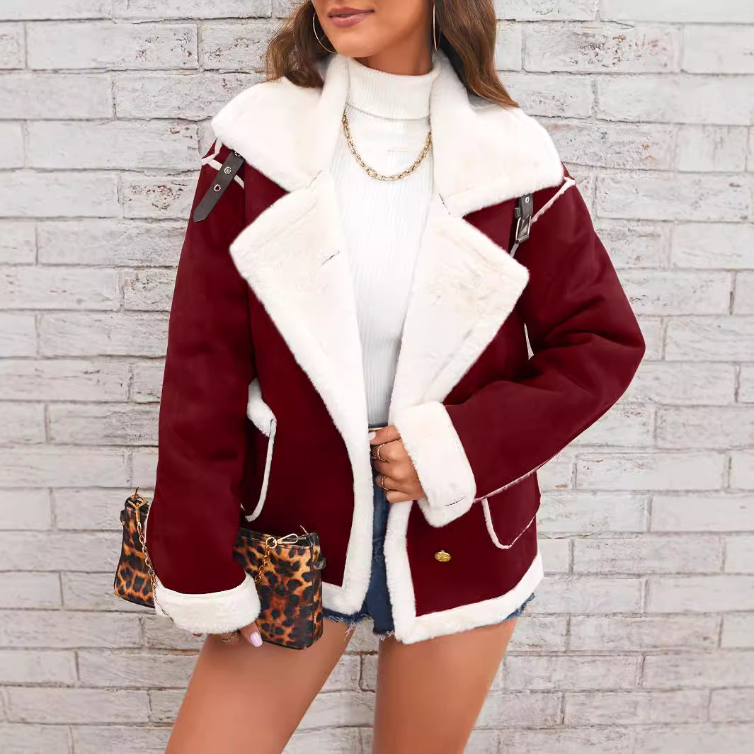 Women's Faux Fur Lapel Jacket Oversized Winter Coat