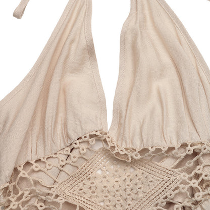 Boho Maxi Dress Sleeveless Backless Crochet Detail Summer Dress
