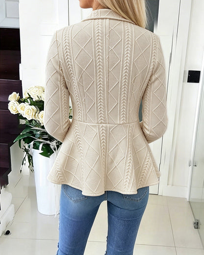 Women's Gold Button Diamond Knit Blazer