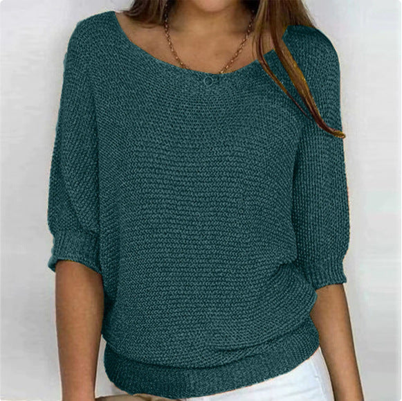 Lightweight Knit Sweater Dolman Sleeve Pullover Top