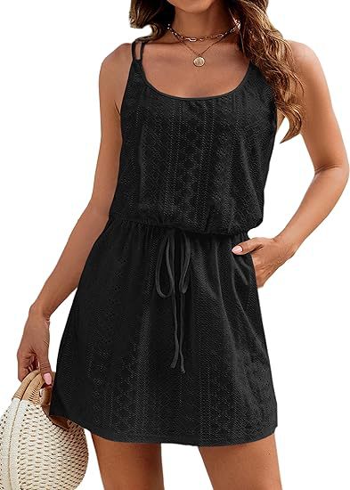 Open Knit Swim Cover Up Sleeveless Boho Beach Dress
