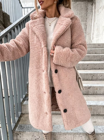 Fuzzy Teddy Coat Faux Fur Jacket Long Sleeve Outerwear
