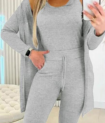 Women's 3 Piece Lounge Set Cardigan Pants