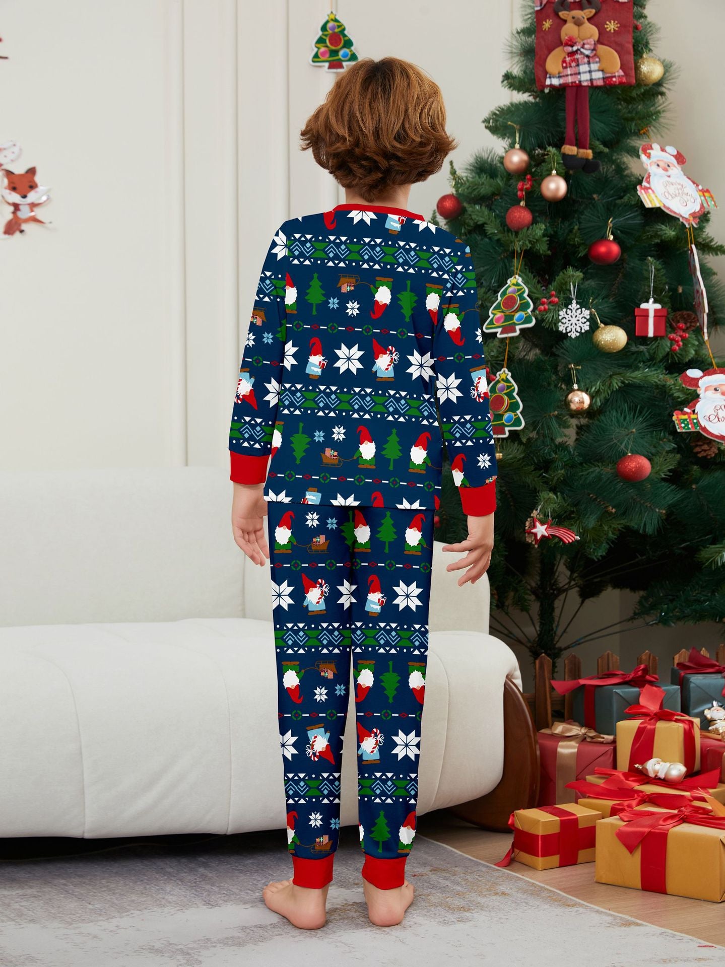 Santa Snowflake Striped Christmas Parent-Child Dress Christmas Pajamas