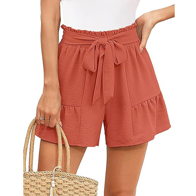 Women's High-Waisted Ruffle Shorts – Tie Waist Summer Beachwear