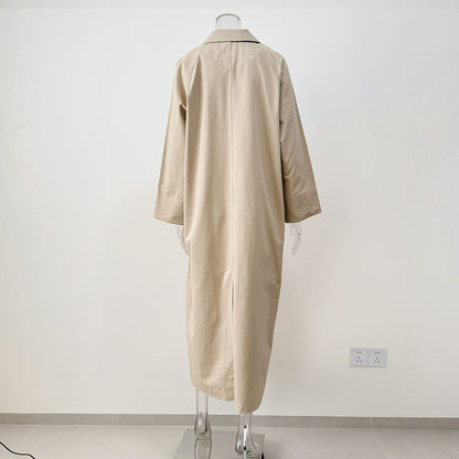Women's Oversized Long Khaki Trench Coat