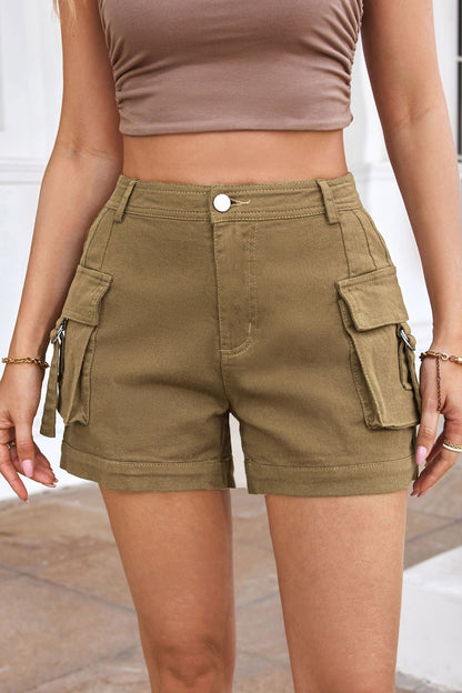 Women's High-Waisted Utility Cargo Shorts with Pockets – Trendy Summer Streetwear
