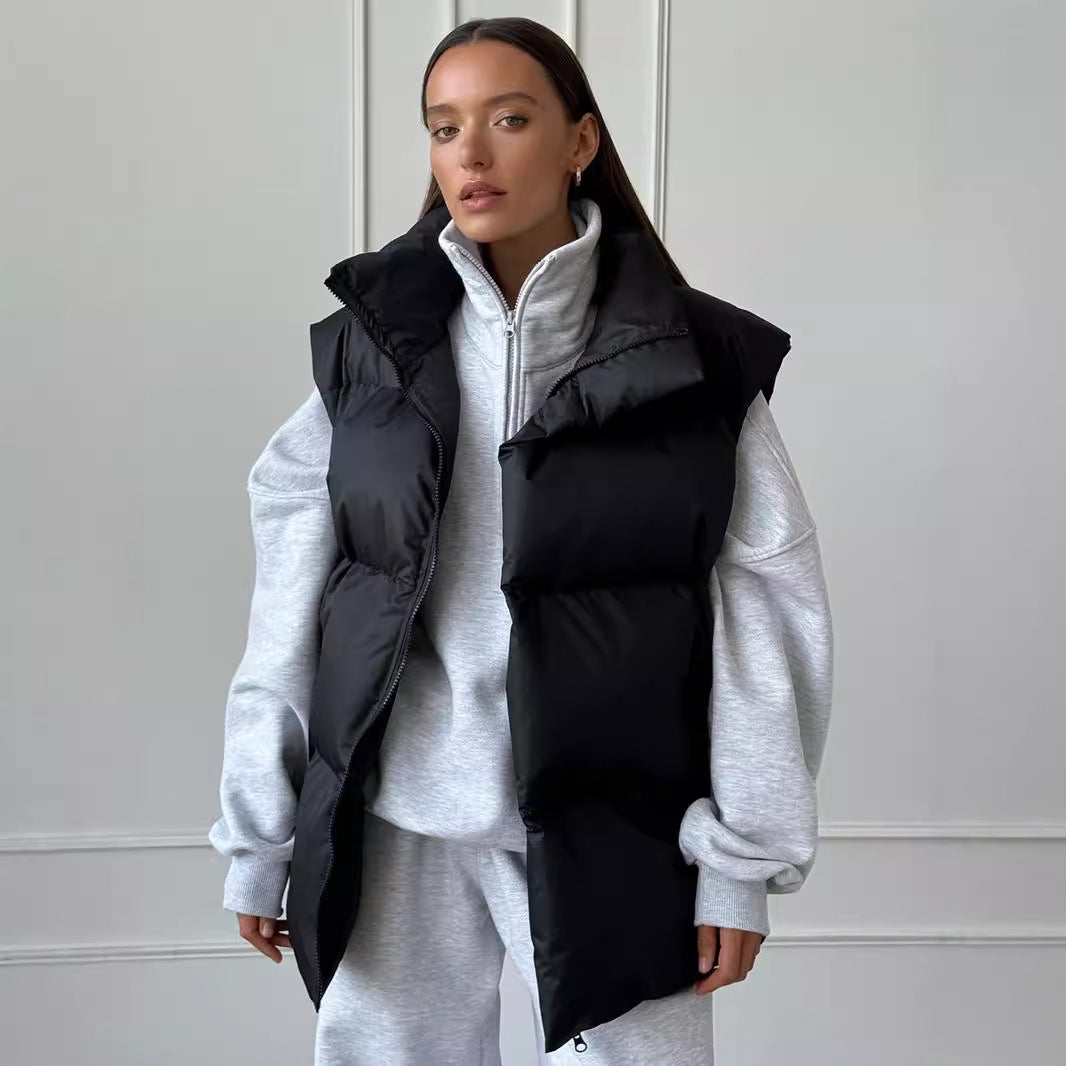 Women's Oversized Puffer Vest Quilted Layering Jacket