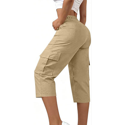 Women's High Waist Cargo Pants Cropped Wide Leg