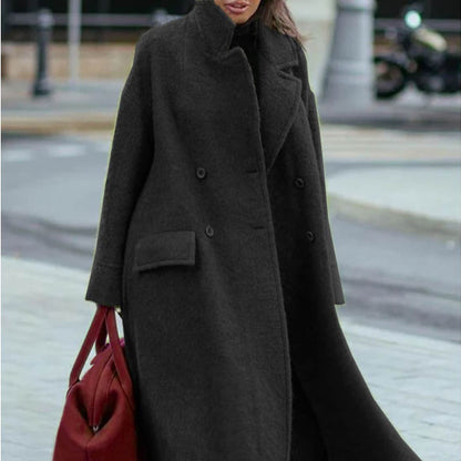 Women's Oversized Long Wool Blend Lapel Coat Winter
