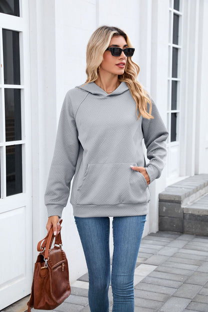 Women's Oversized Textured Hoodie Pullover with Pocket