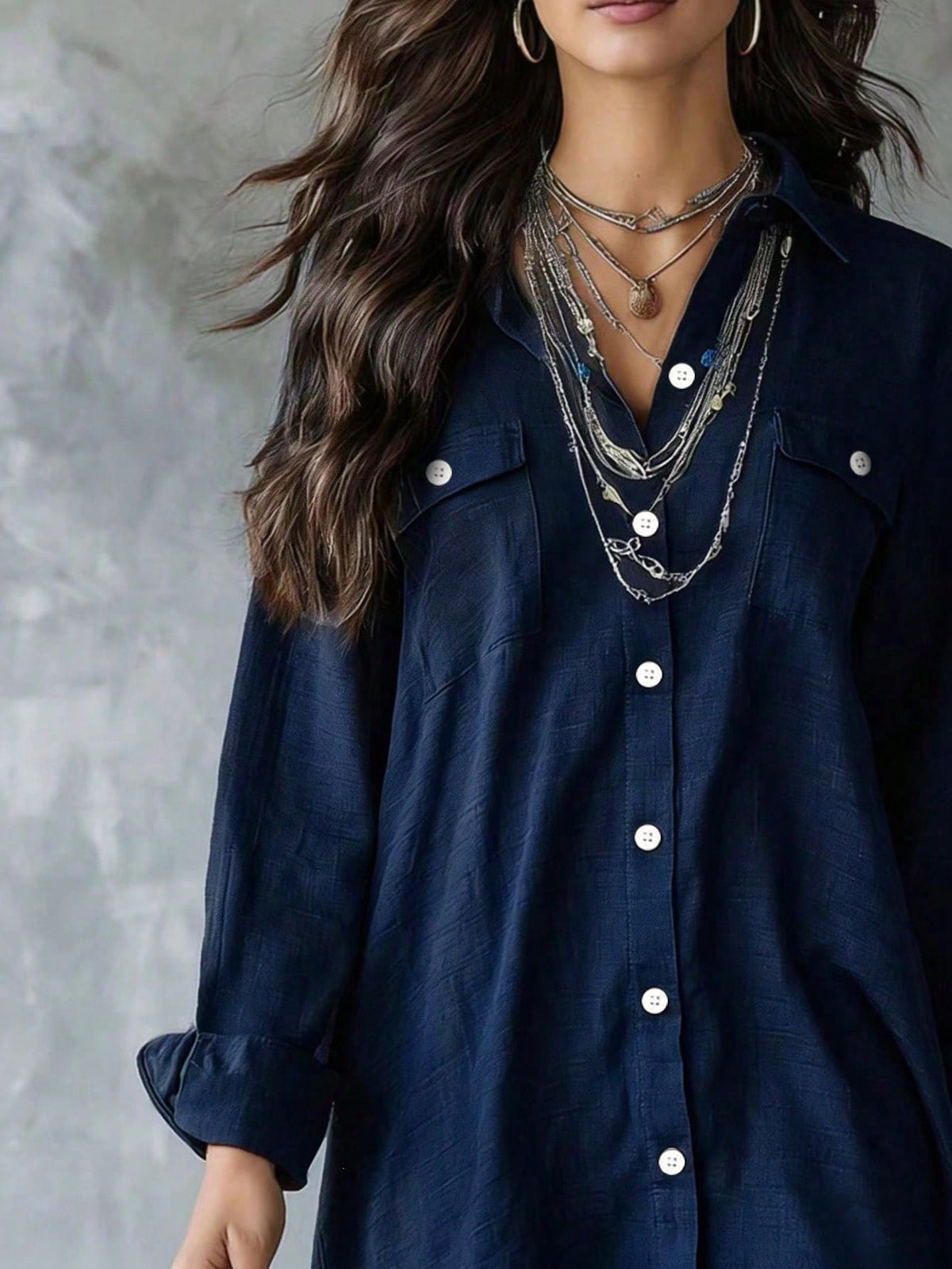 Oversized Long Sleeve Button Down Shirt Dress Mini
