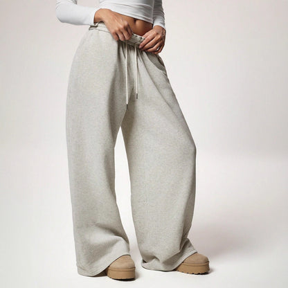 Women Fleece Wide Leg Sweatpants Drawstring Lounge Pants