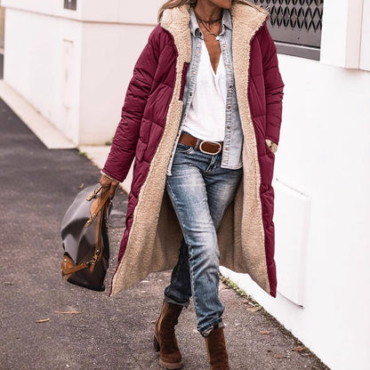 Women's Long Hooded Puffer Coat Sherpa Lined Winter