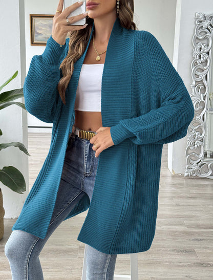 Women's Solid Color Loose Sweater Casual Long-sleeved Cardigan Jacket