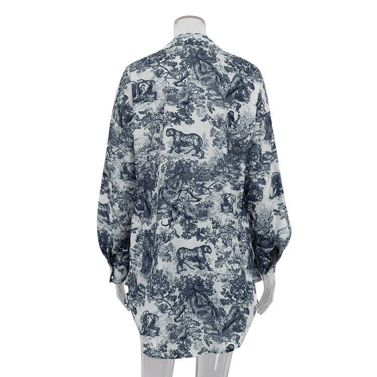 Women's 3 Piece Printed Shirt Crop Top Shorts Set