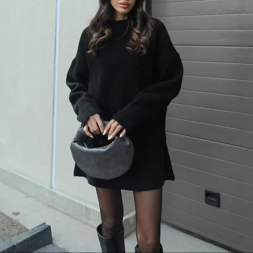 Women's Oversized Knit Sweater & Skirt Two Piece Set