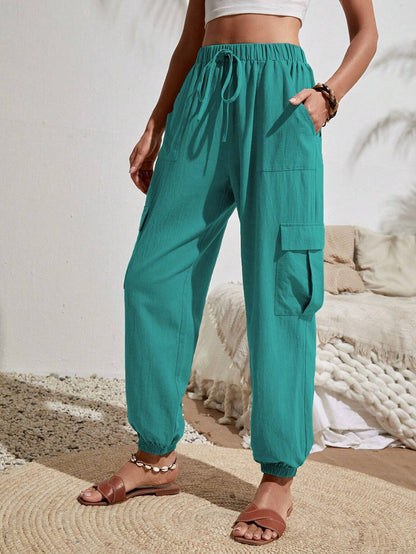 Spring/Summer Solid Color Pocket Casual Work Pants