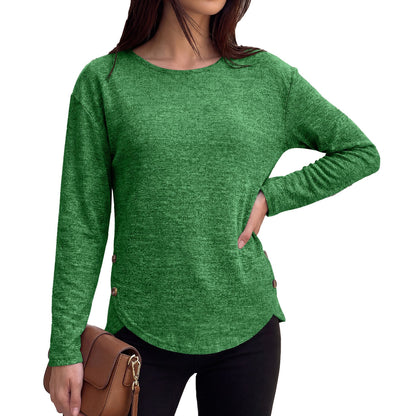 Women's Oversized Side Button Long Sleeve Tunic Top