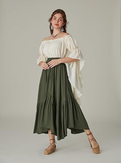Women's High-Waisted Tiered Maxi Skirt – Vintage Boho Long Skirt