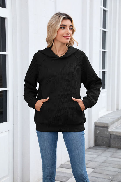Women's Oversized Textured Hoodie Pullover with Pocket