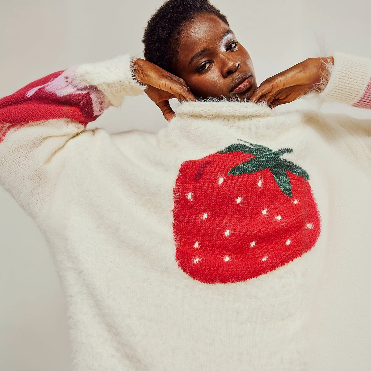 Cozy Oversized Graphic Crewneck Knit Sweater