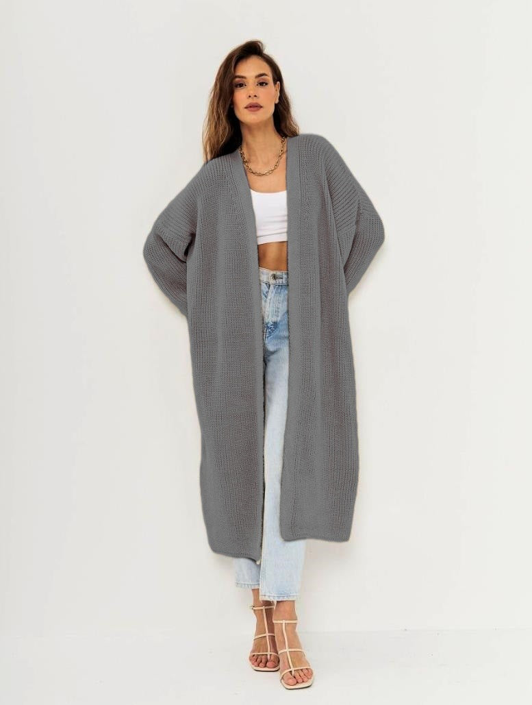 Womens Oversized Long Cardigan Open Front Knit Duster