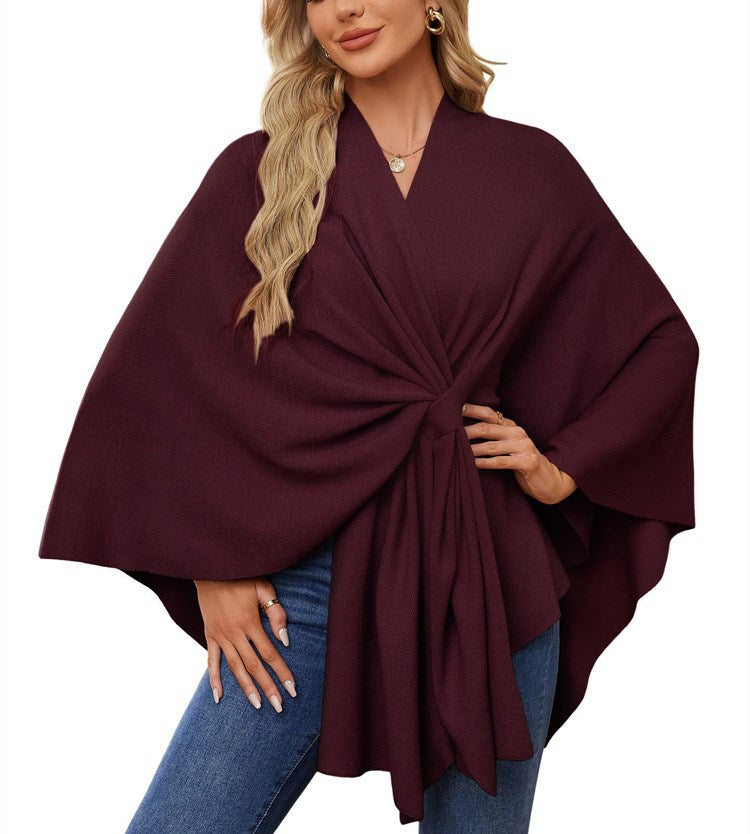 Women's Soft Batwing Cape Wrap Poncho Sweater