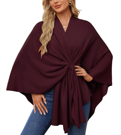 Women's Soft Batwing Cape Wrap Poncho Sweater