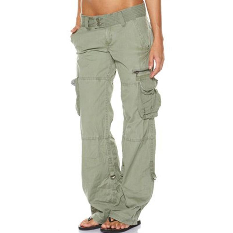 Womens Wide Leg Cargo Pants Vintage Loose Fit Cotton