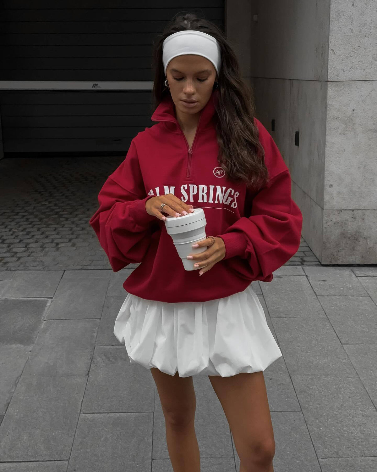 Women's Oversized Quarter Zip Graphic Sweatshirt