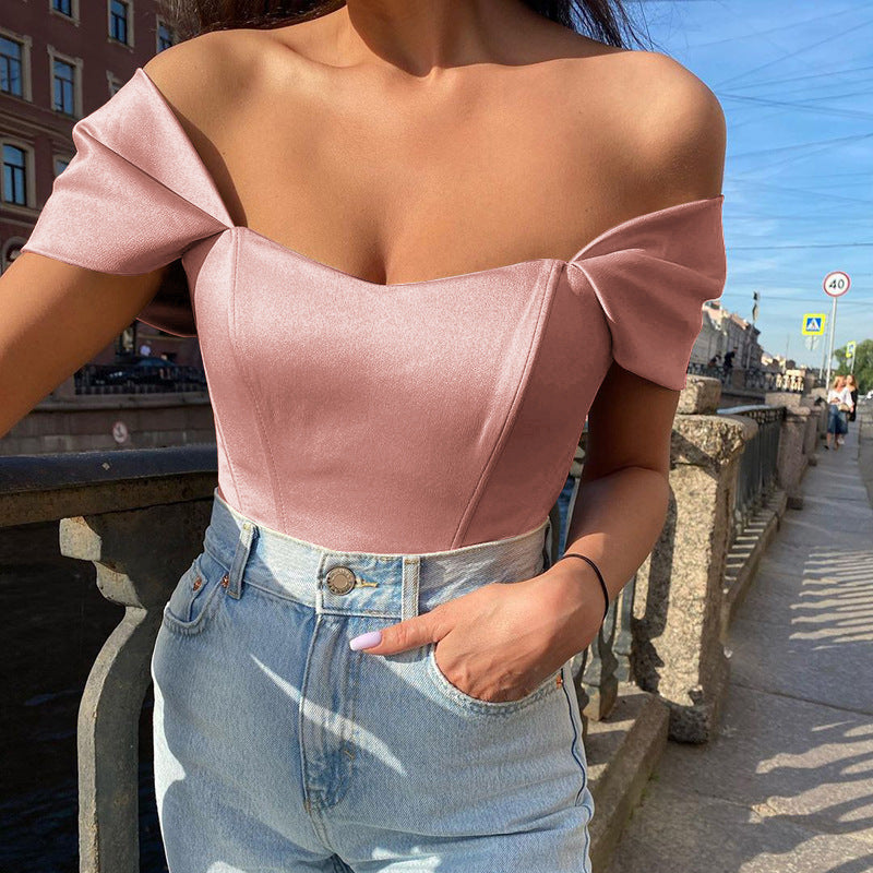 Halter Corset Top Satin Bustier Slim Fit Summer Tank