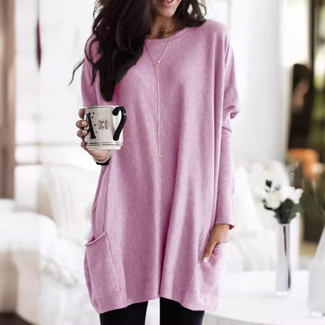 Women's Oversized Long Sleeve Pocket Tunic S-5XL