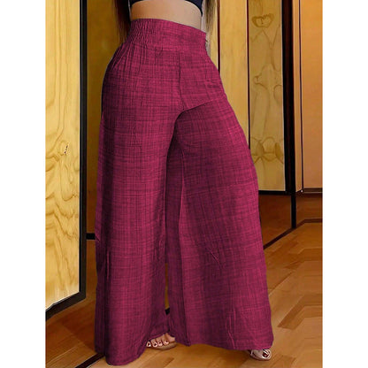 High Waist Linen Look Wide Leg Resort Pants